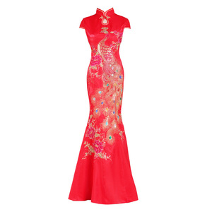 2016 elegante Ricamato Cheongsam Lungo Rosso Da Sposa/Abiti Da Sera - Product Image 1