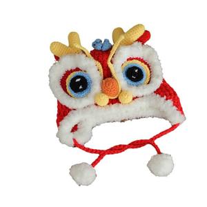 Chapeau de lion d'éveil de dragon national Protection des oreilles rouges tricoté à la main chaud festif parent-enfant commun unisexe 100% Image - Product Image 5