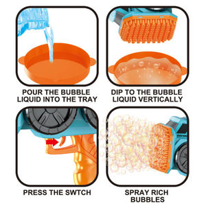 OEM venta al por mayor al aire libre de plástico de 139 agujeros eléctrico automático soplador de juguete iluminar burbujas Carro de riego pistola de burbujas - Product Image 4