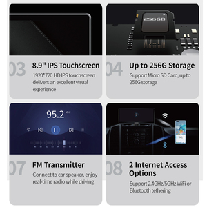 DDPAI Máy Phát Thanh Xe Hơi Android Âm Thanh Nổi BT Kép Cho Ô Tô Hệ Thống Âm Thanh DVD Dashcam Chơi Ô Tô Không Dây 8.9 Inch Máy Phát Mp5 Cho Ô Tô - Product Image 6