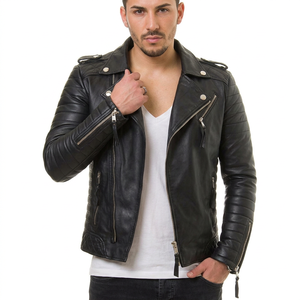 Chaqueta Varsity Clásica para Hombre con Ribete Acanalado, Cuero Genuino Curtido y Procesado, Tallas Medianas y Grandes - Product Image 1