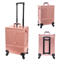 2025 Vente chaude multicouche, étui à roulettes de manucure or Rose grande capacité maquillage manucure voyage étui à roulettes de stockage/