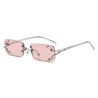 Lunettes de soleil carrées sans monture, style hip-hop unique, rétro, version coréenne haut de gamme, protection UV400, unisexe