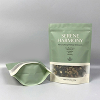 Sachet Doypack Personnalisé Imprimé Qualité Alimentaire avec Fenêtre Transparente et Fermeture Zip Refermable pour Emballage Alimentaire, Snacks, Granola, Thé Herbal