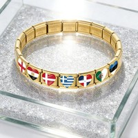 Nouveauté Mode en Gros : Breloques Personnalisées Cœur, Drapeau National, Italien pour Bracelets en Acier Inoxydable 9mm – Cadeaux Bijoux DIY