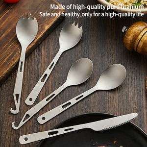 Forchettino-coltello in Titanio Ultra Leggero, Utensile Multiuso per Campeggio, Escursionismo, Picnic, <span class=keywords><strong>Set</strong></span> da Cucina per Esterni - Product Image 1