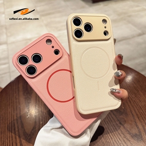 Sang Trọng PU Da Từ Tính Không Dây Sạc Màu Sắc Tinh Khiết Ống Kính Bảo Vệ Trường Hợp Đối Với iPhone 17 Không Khí 16 15 14 13 12 Pro Max Cộng Với - Product Image 3