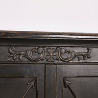 Meilleure table console en bois massif noir vintage de style chinois personnalisée pour salon avec 4 portes