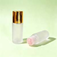 Flacon roll-on en verre de luxe vide pour huile de massage, 30 ml et 50 ml, avec bille roulante en jade et quartz rose, pour parfum et déodorant