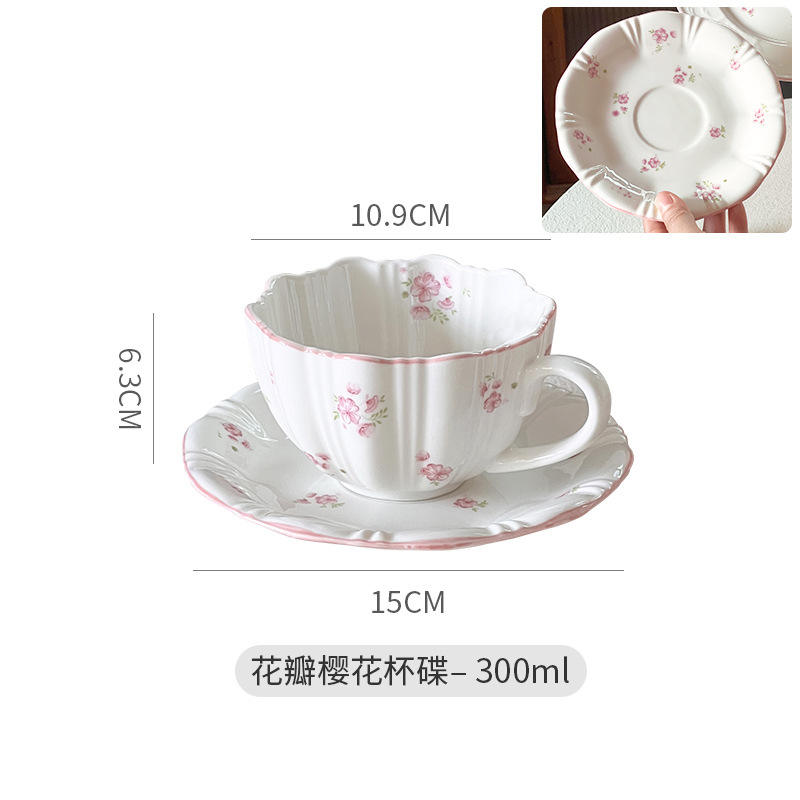 Tasse et soucoupe Pétales fleurs de cerisier-300ml