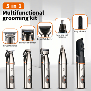 Tondeuse à barbe PRITECH pour hommes, tondeuse électrique étanche pour poils du nez, kit de rasage corporel tout-en-un, tondeuse à cheveux sans fil pour hommes - Product Image 5
