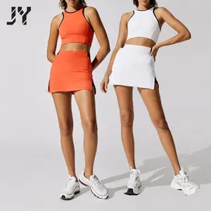 Joyyoung - Conjunto de saia de tênis para mulheres, moda de ioga, moda de corrida, esportes ao ar livre, fitness, duas peças, novidade