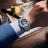 Reloj de Cuarzo para Hombre, de Acero Inoxidable, Deportivo, Casual, Resistente al Agua 30M, Esfera Octogonal con Indicador de Agua, Cristal Mineral, 40mm