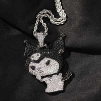 Pendentif Petit Diable en Cuivre et Zircon, Collier Kuromi Unique et Polyvalent au Design Distinctif