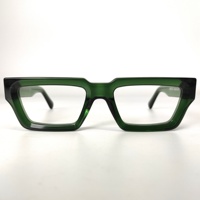 Lunettes de vue rectangulaires épaisses de haute qualité, monture en acétate vert transparent, avec motif solide pour hommes
