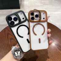 Étui magnétique en métal avec béquille et protection d'objectif pour iPhone 18 17 16 15 Pro Max, coque transparente HD en PC anti-traces de doigts, compatible charge sans fil