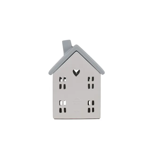 Sıcak satış toptan seramik Modern tarzı ev şekilli gri mumluk