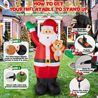 Père Noël gonflable de 8,5 pieds avec ours en peluche et lumière LED, ornement de Noël pour la cour, la pelouse, la maison, la décoration extérieure des fêtes
