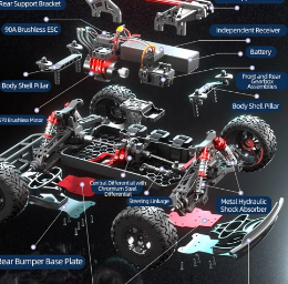 JJRC C8826 Camion RC tout-terrain 4x4 à l'échelle 1/10, voiture <span class=keywords><strong>de</strong></span> rallye télécommandée 2.4G avec moteur brushless, ESC étanche, RTR - Product Image 3