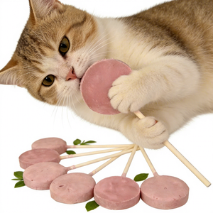 Emballage personnalisé en gros OEM, friandises pour chats en forme de sucettes à base de foie de poulet lyophilisé sain - Haute teneur en viande, sans sucre, sans céréales - Product Image 1