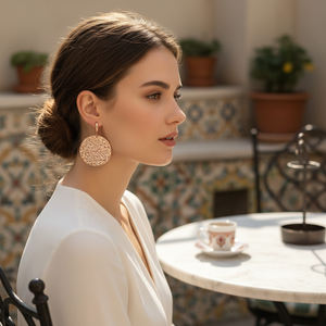 Boucles d'oreilles pendantes modernes au design martelé, forme cercle, fabrication artisanale turque, bijoux en argent sterling 925, vente en gros - Product Image 3
