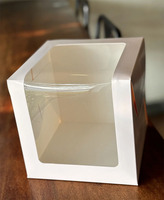 Boîtes à gâteaux pour gâteaux à étages, fenêtre transparente, personnalisées, écologiques, en carton blanc, boîte à gâteaux carrée, fenêtre transparente, sur mesure