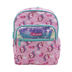 Factory Customized Kids Beautiful Schoolbags Printing Designer Sequins School Bag Backpack