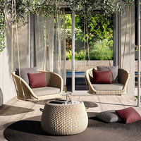 Fauteuil suspendu nordique en aluminium, hamac en rotin PE tressé à la main, coussin imperméable, mobilier d'extérieur pour balcon et villa