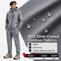 Vestes de mode et vêtements techniques : Tissu en nylon imperméable et inaltérable avec estampage à chaud argenté, tissu extérieur métallique