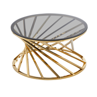 Meubles de salon pour maison moderne table basse centrale en métal doré de luxe tables d'appoint ensemble de tables basses rondes nordiques en verre