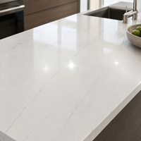 Dalle de pierre frittée blanche 9 mm, polie, émaillée, translucide, marbre Pandora pour mur, plan de travail de cuisine, plan de travail, dessus de table