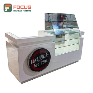 Commercial Smoke Shop Display Cabinet Wood Glass Counter LED <b>Lighting</b> Tobacco Display Cabinet - Product Image 2