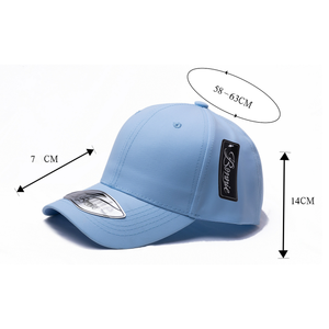 Gorra de Béisbol con Visera Curva, 6 Paneles, Ajustable, Unisex, Azul Claro Sólido, Poliéster, Casual, Primavera/Verano - Product Image 1