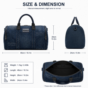 Sac de voyage en jean pour homme, grande capacité, sac de week-end décontracté, sac de voyage à bandoulière, sac à bagages, vente en gros personnalisée - Product Image 5