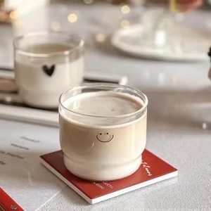 Taza de Vidrio de 300 ml con Diseño de Corazón, para Leche, Café, Té, Resistente al Calor, Saludable, Transparente - Product Image 1