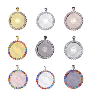25Mm Bán Buôn Bezel Mặt Dây Chuyền Khay Và Cabochon Vòng Pha Lê Rhinestone Trống Ảnh Màu Pendant Trống Khay Bezel Thiết Lập - Product Image 3