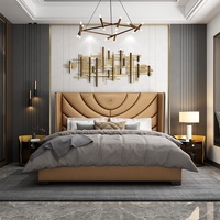 Nouveau design de meubles de luxe pour chambre à coucher lit king size en cuir véritable italien lit villa maison lit double moderne 1 lot
