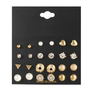 Bulk Pearl Crystal Zircon <strong>Stud</strong> Earring Set <strong>Silver</strong> Heart Ear <strong>Stud</strong> Round Hoop Earrings Fashion Jewelry for Women Party Gift - Product Image 5