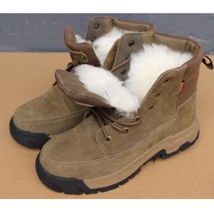 Snow <b>Boots</b> Men Thickened Cowhide Wool Lined Anti Slip Winter Leather <b>Boots</b> Front Laces Bronze Color Injection Sole - Product Image 5