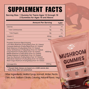 Complément alimentaire en gummies à base de champignons biologiques végétaliens Lion's Mane Ashwagandha 10 en 1, marque privée OEM, pour l'humeur et la santé du cerveau - Product Image 2