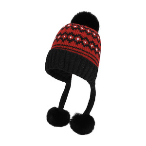 <span class=keywords><strong>Bonnet</strong></span> d'hiver en tricot acrylique chaud pour femmes, <span class=keywords><strong>pompon</strong></span>, boule en peluche, protection des oreilles épaisses, <span class=keywords><strong>bonnet</strong></span> coupe-vent. - Product Image 6