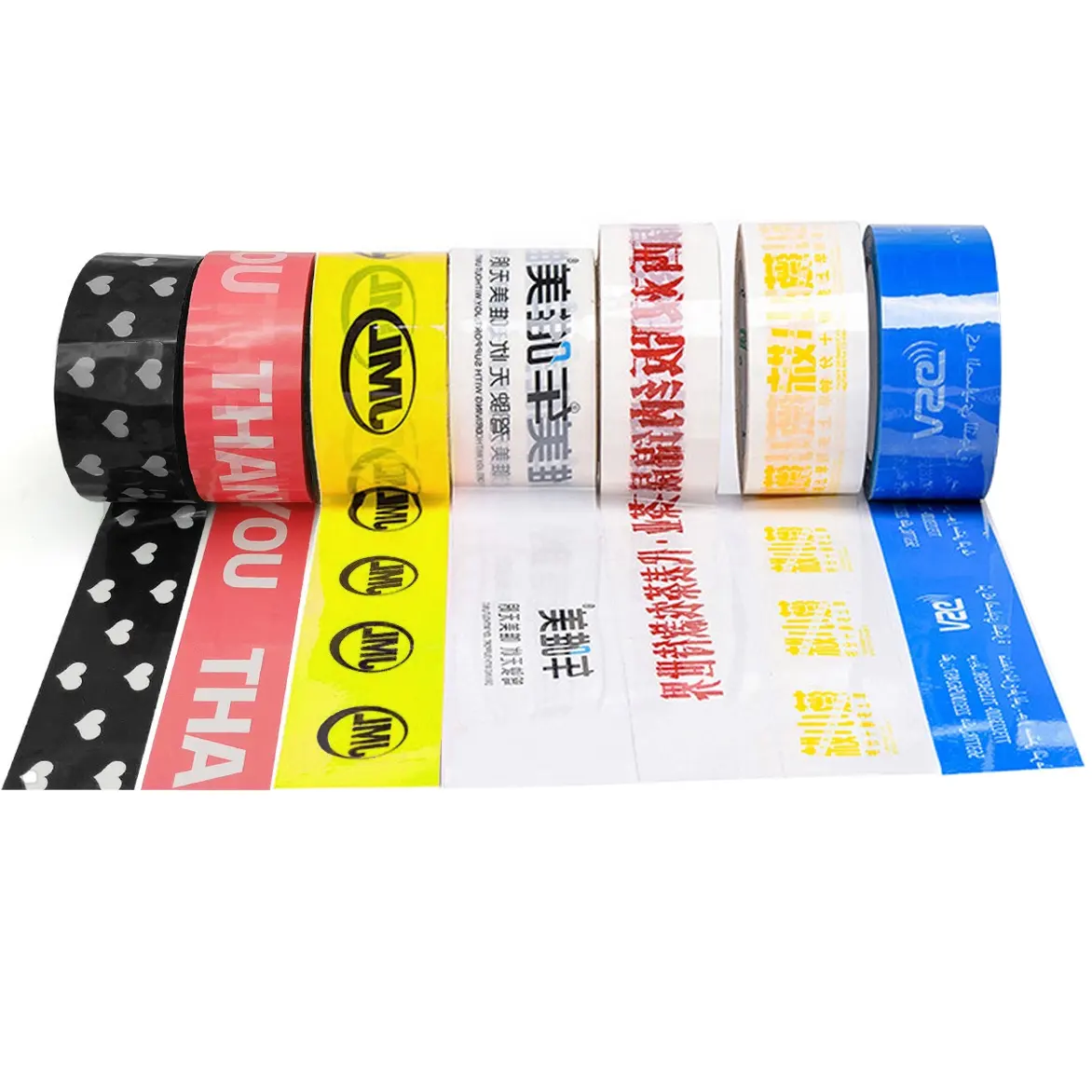 Branded Custom Logo Printed Patterned Thank You Transparent Clear Packing Shipping Bopp Opp Tape for Carton Box Sealing