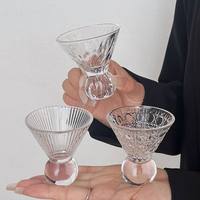 Gelas Tumbler Mini Kaca Berkaki Tinggi Motif Batu Permata Retro Instagram 2026 dengan Dinding Tebal untuk Anggur, Kembali ke Sekolah, Penggunaan Universal