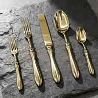 Ensemble de couverts de luxe en acier inoxydable 18/10 304, finition miroir dorée, couverts lourds pour mariage, hôtel, restaurant