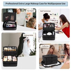 Sac de voyage professionnel pour maquilleur BSCI, double couche XL, organiseur de maquillage pour artiste avec 2 compartiments détachables - Product Image 3