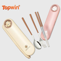 Ensemble de couverts en acier inoxydable durable poli miroir portable, étui, camping, kawaii, voyage, étudiant, enfants, passe au lave-vaisselle, cuillère