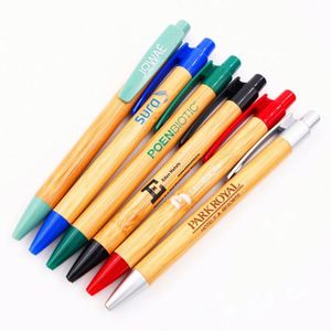 <b>Office</b> Supplies Environmental Protection Bamboo Ballpoint Promotional Customized Logo <b>Gift</b> Wooden Ball Pen - Product Image 1