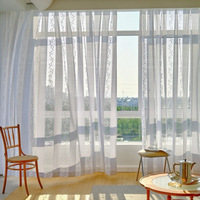 Rideau en voile moderne DaiRui, style jacquard, avec motif de feuilles, pour la décoration