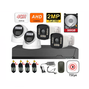 ระบบกล้องวงจรปิดอนาล็อก 4CH พร้อมชุดกล้องรักษาความปลอดภัย AHD พร้อมฮาร์ดดิสก์ 500GB กล้องทรงกระบอกและโดม เชื่อมต่อผ่านเครือข่ายโทรศัพท์ - Product Image 1
