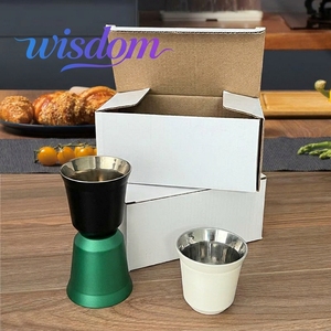 Lot de 2 tasses à expresso personnalisées en acier inoxydable à double paroi de 80ml 160ml - Product Image 1